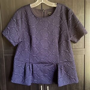 ANN TAYLOR navy blue flower shirt